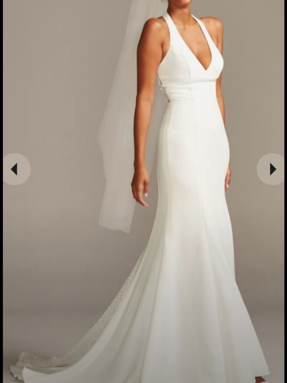 Elegant V-Neck White Wedding Dress with Halter Straps